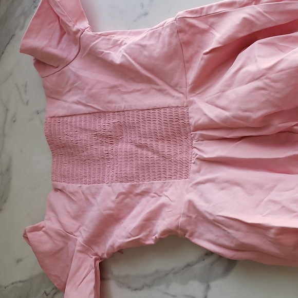 Belle Poque Retro Vintage Short Sleeve Off Shoulder Swing Dress in Pink Size S - Picture 7 of 9